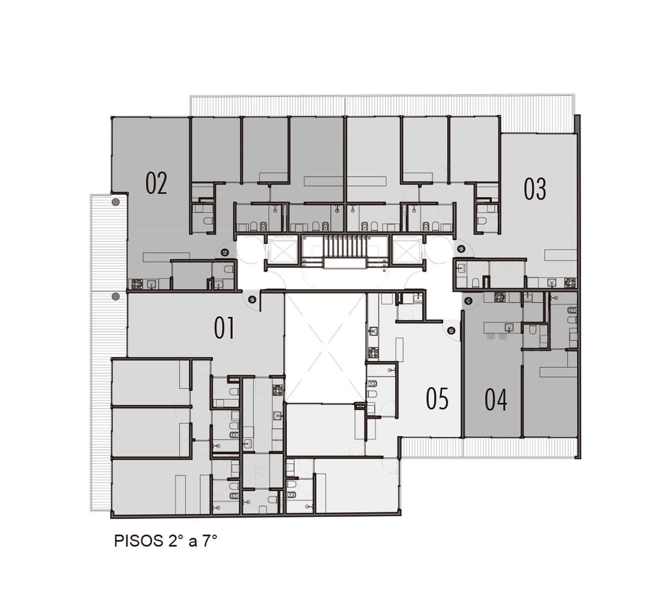 plano planta pisos 2 a 7