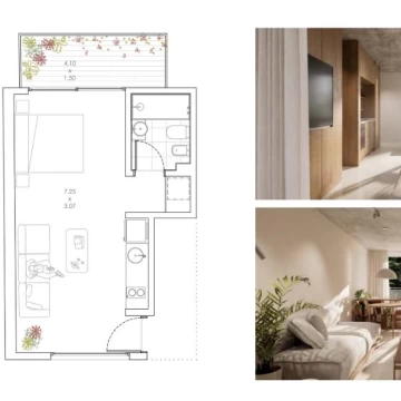 Venta Departamento 1 ambiente, balcón en Nuñez