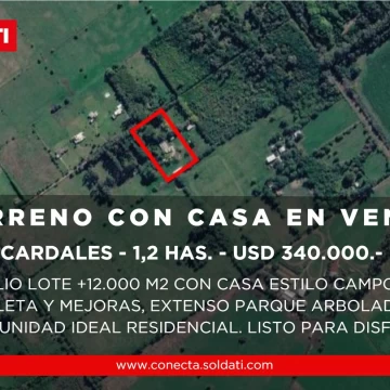 Terreno de 1,2 hectáreas con casa y pileta en Los Cardales - venta