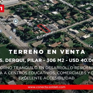 Terreno de 306m2 en Venta cercano a comercios, colegios, barrios cerrados en Presidente Derqui