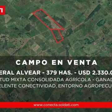 Venta de campo 2 parcelas contiguas 379 has. aptitud mixta - Gral Alvear