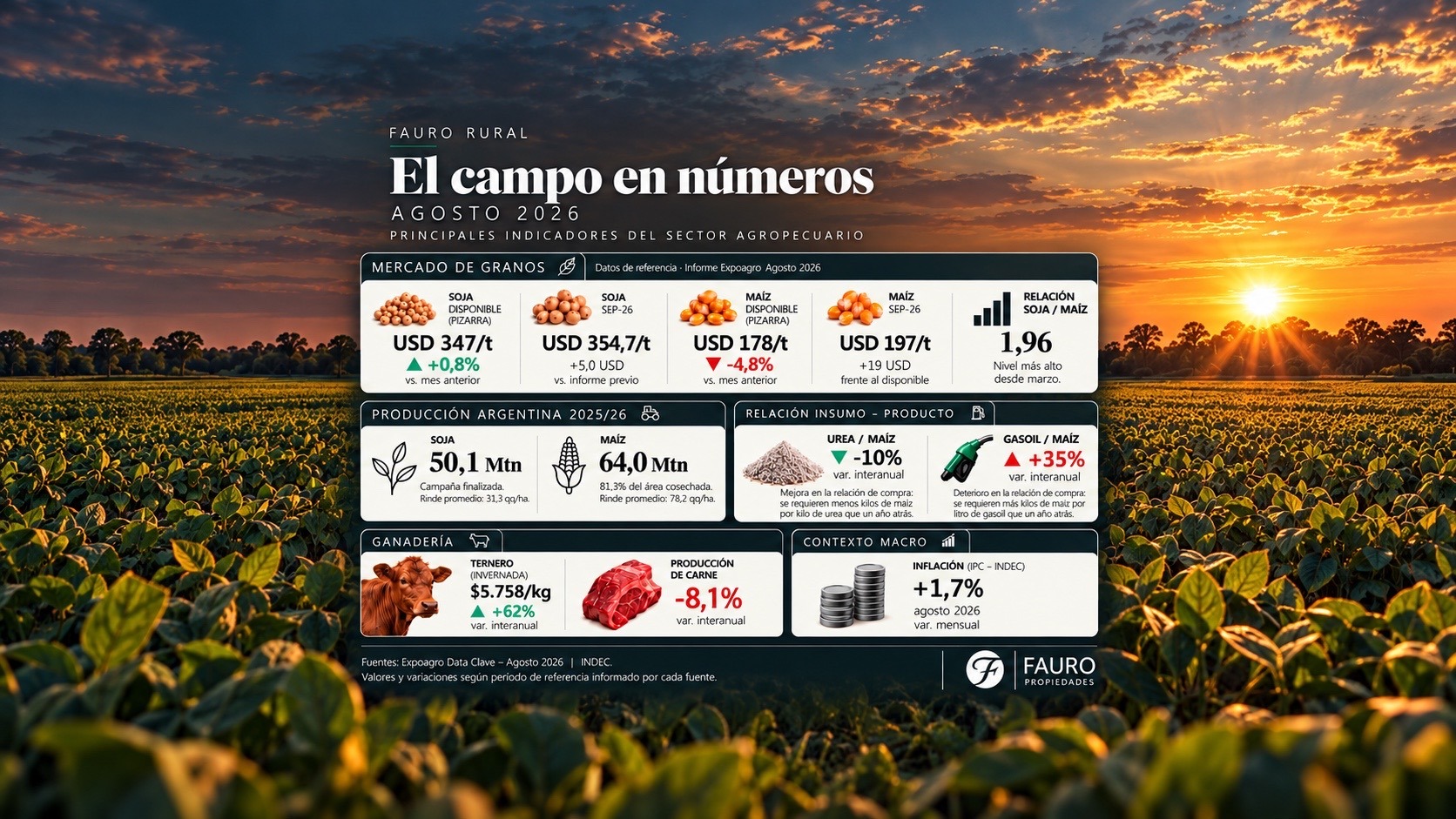 EL CAMPO EN NÚMEROS: PRECIOS, PRODUCCIÓN Y COSTOS QUE MARCAN EL PULSO DEL SECTOR