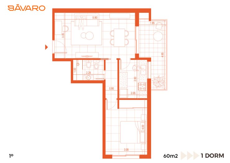 1 dormitorio 1° piso