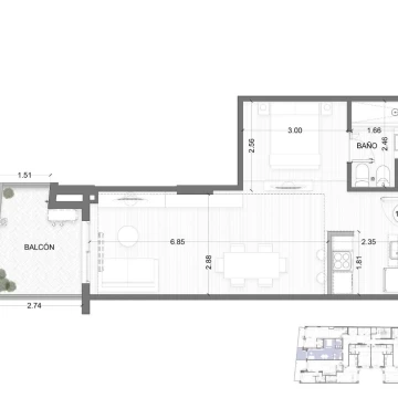 Venta Departamento monoambiente en L con balcón aterrazado a estrenar en Balvanera