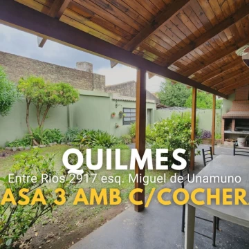 VENTA CASA 2 DORMITORIOS, GARAGE Y PARQUE QUILMES