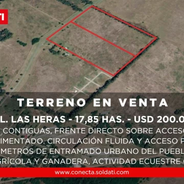 Venta de 2 Parcelas contiguas de 17,85 has. totales en Plomer, General Las Heras