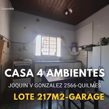 CASA EN VENTA 4 AMBIENTES JV González 2600 QUILMES