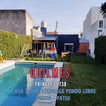 VENTA CASA 3 AMB. QUILMES F/ LIBRE PILETA GARAGE