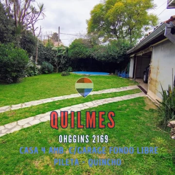 VENTA CASA 4 AMB. QUILMES F/ LIBRE PILETA 2 LOTES