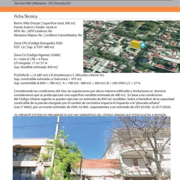 Terreno en Villa Ortuzar