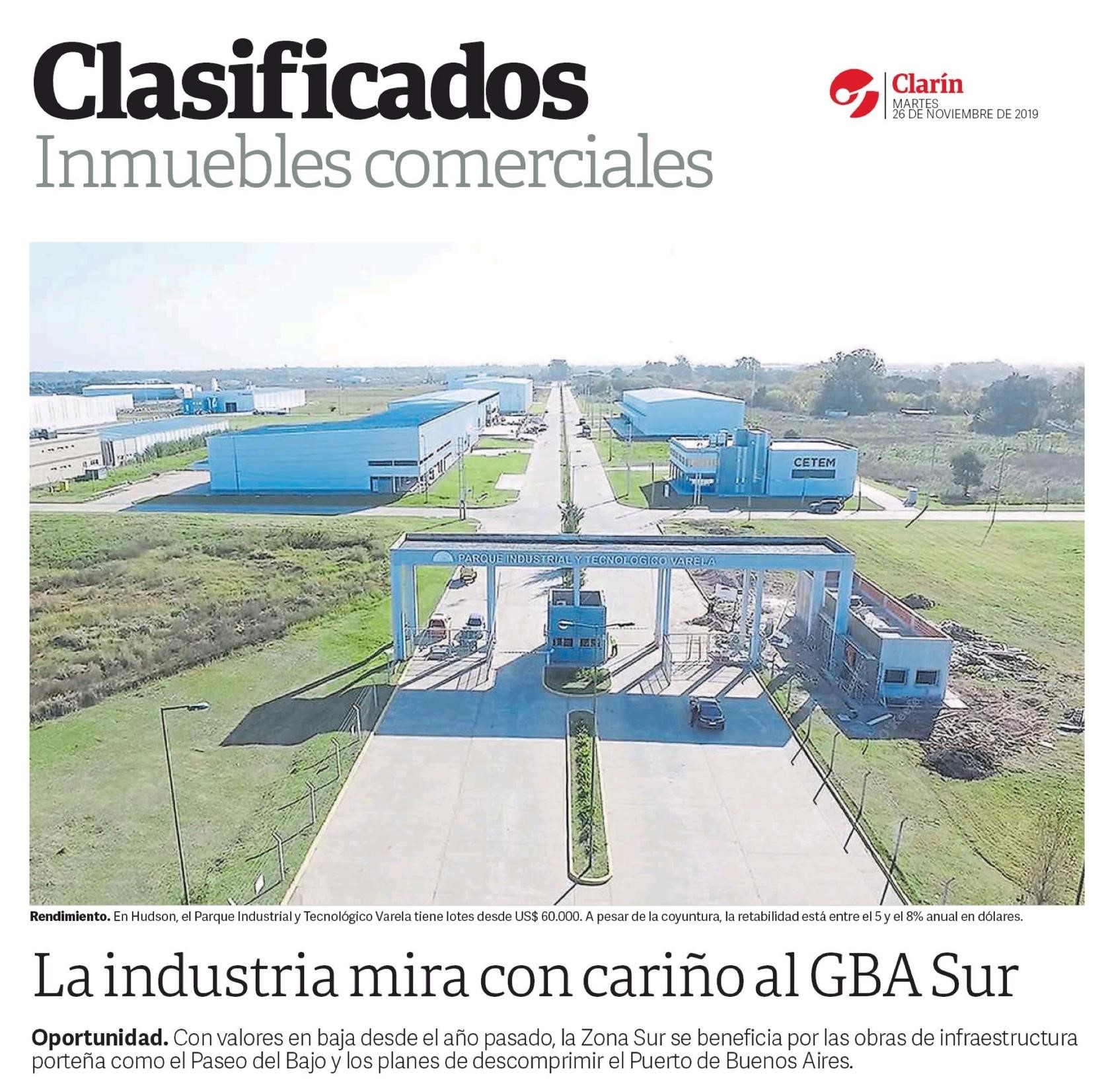 CLARIN | La industria mira con cariño al GBA SUR