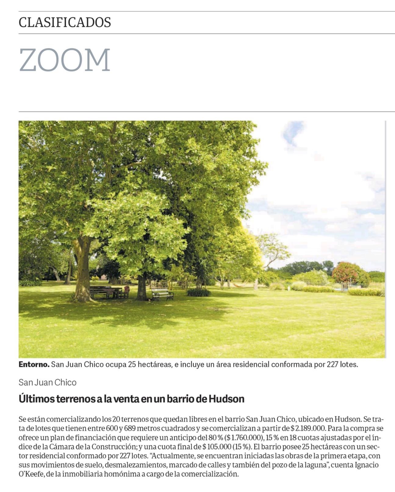 CLARIN | Últimos terrenos a la venta en Hudson