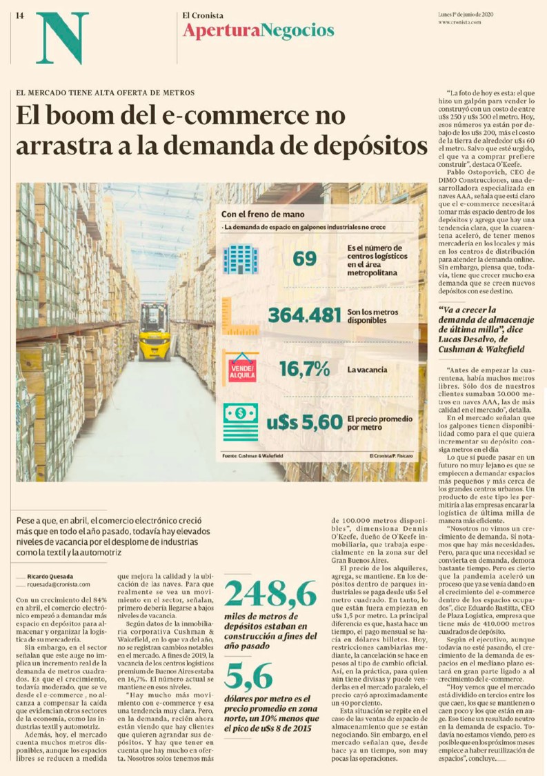 El Cronista I El boom del e-commerce no arrastra a la demanda de depósitos