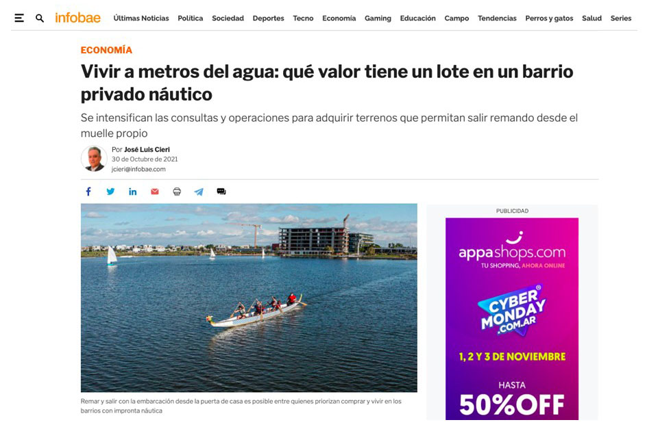 Vivir a metros del agua: Que valor tiene un lote en un barrio privado Náutico