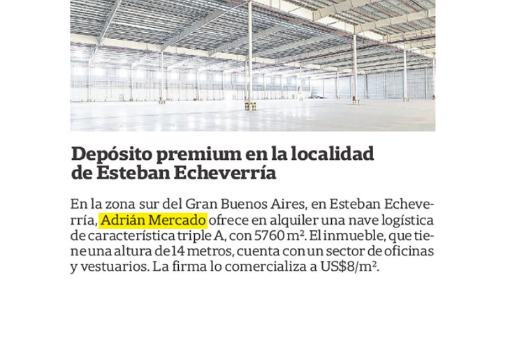 Adrián Mercado en La Nación, Inmuebles Comerciales
