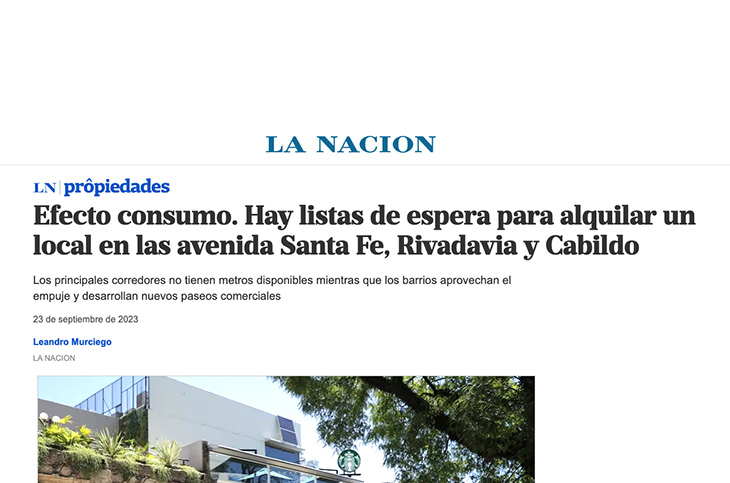Adrián Mercado en La Nación, Inmuebles Comerciales