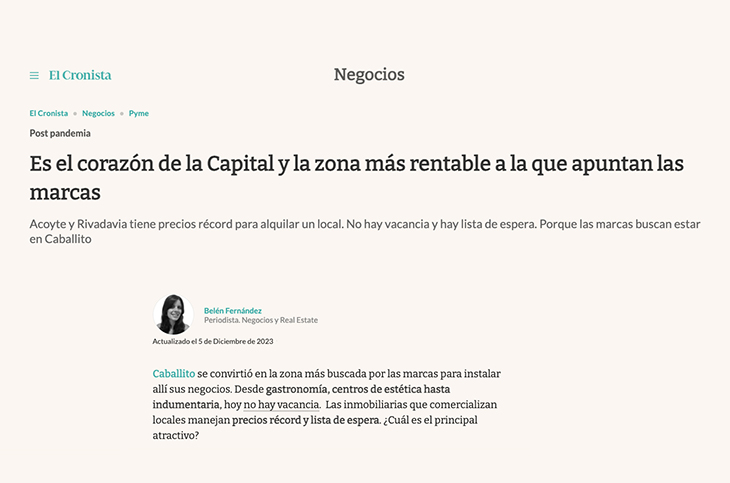 Adrián Mercado en el portal Cronista.com