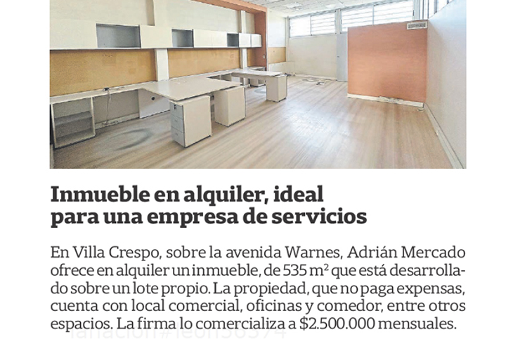 Adrián Mercado en La Nación, Inmuebles Comerciales