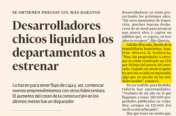 Adrián Mercado en El Cronista Comercial, Negocios.
