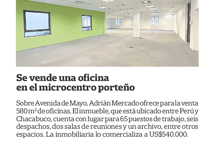Adrián Mercado en La Nación, Inmuebles Comerciales.
