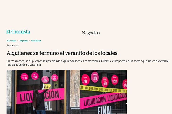 Adrián Mercado en El Cronista Comercial, Negocios