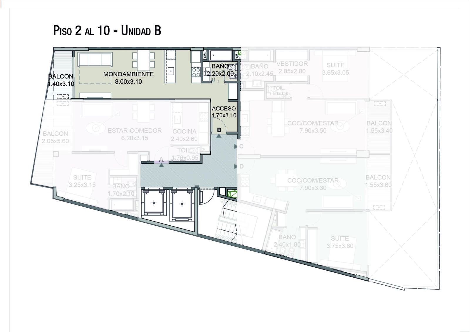 Plano Piso 3 Unidad B