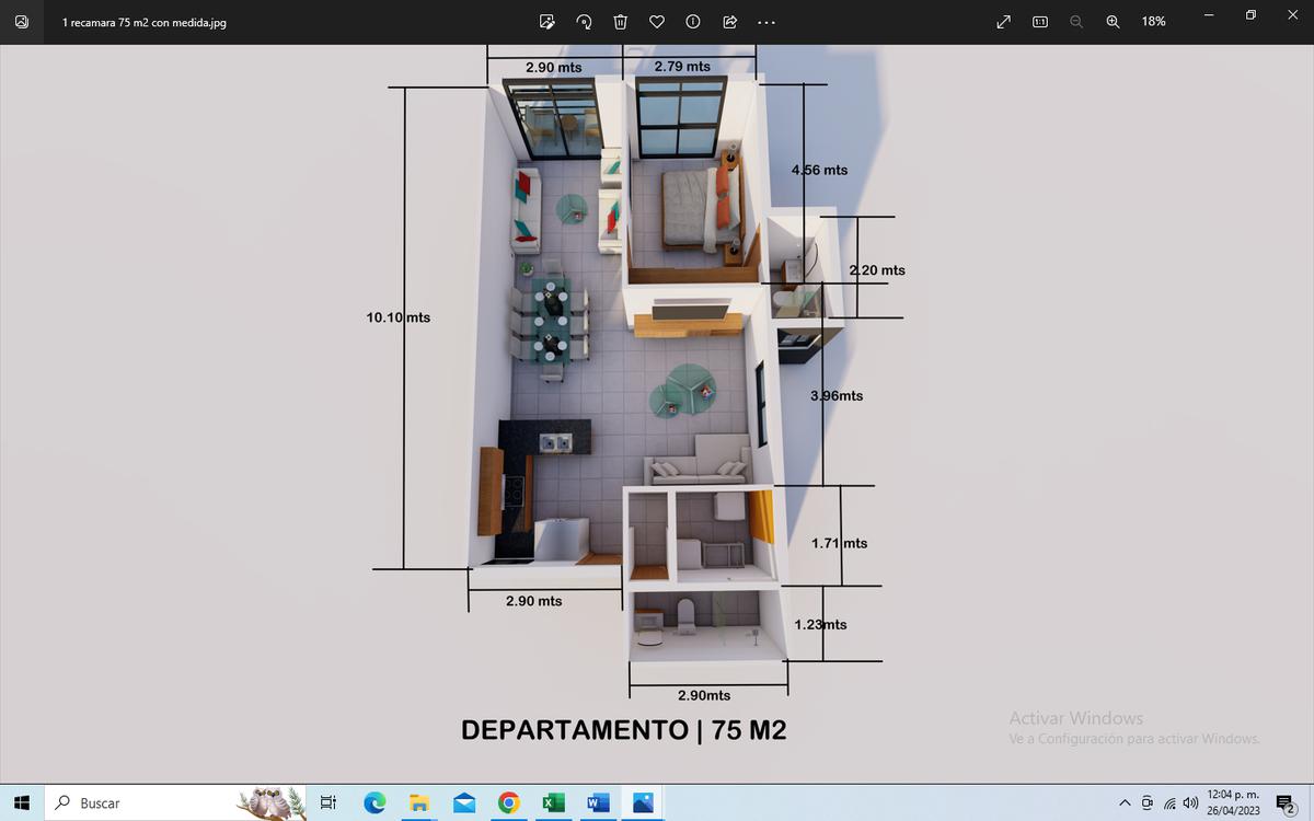 DEPARTAMENTO TIPO A CON MEDIDAS