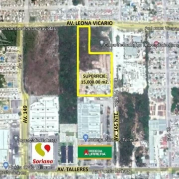 Terreno en venta  Cancún Av. Leona Vicario