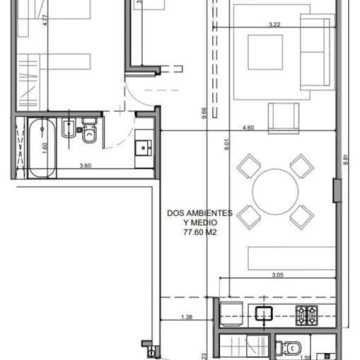 DEPARTAMENTO 2 AMBIENTES - PALERMO CHICO, CAPITAL FEDERAL