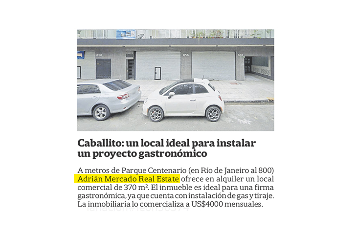 Adrián Mercado en La Nación. Local en Caballito.